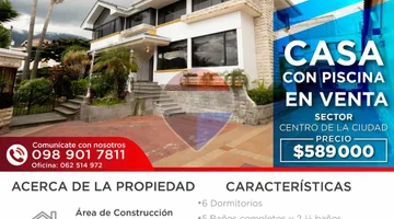 VENTA AMPLIA CASA CENTRO IBARRA